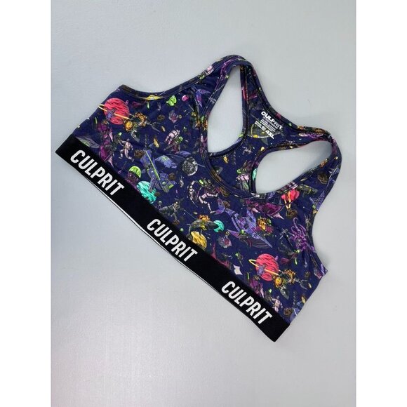 Culprit women's 4XL‎ purple space print racerback unlined wireless lounge bra - Picture 1 of 4